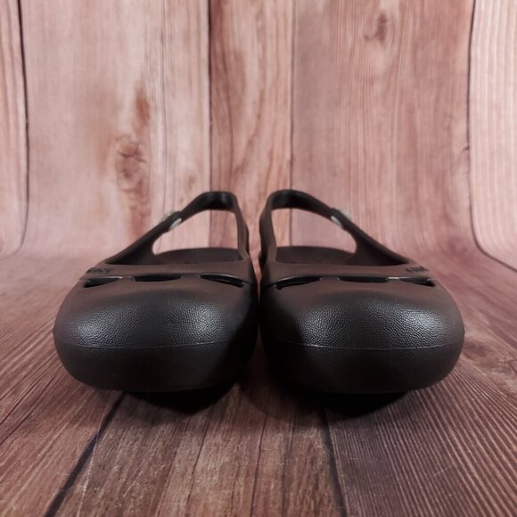 Crocs Jayna Womens Size 10 Jewel Flower Black Slingback Slip On Ballet Flats - Picture 5 of 15